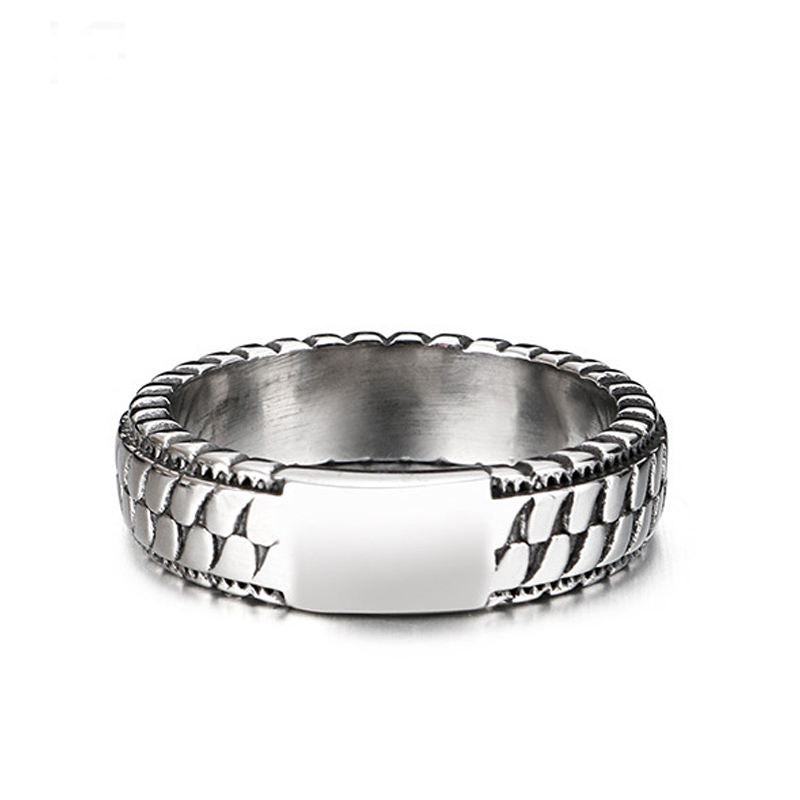 Stainless Steel Checker Ring for Men and Women Jewelry Wholesale