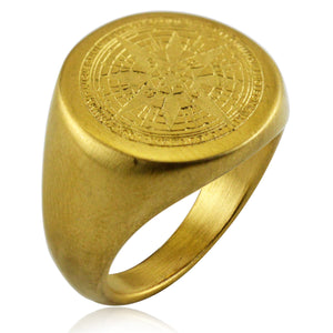 Men Gold Silver Black Stainless Steel Compass Viking Ring Wholesale