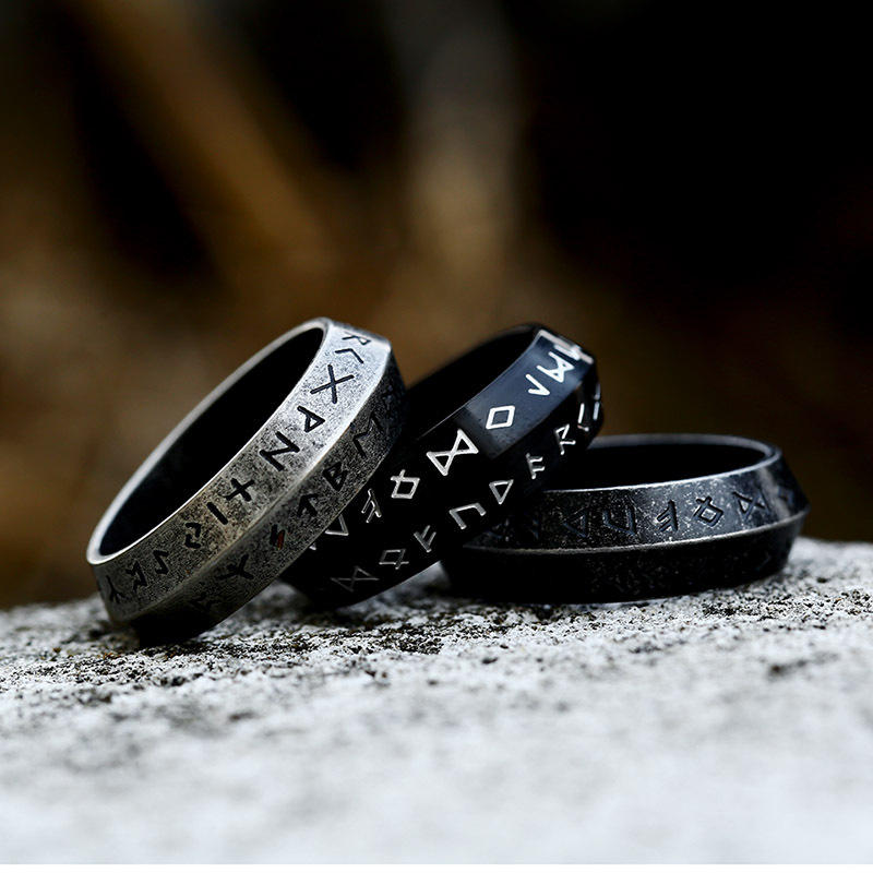 Stainless Steel Men and Women Rings Vintage Viking Rune Ring Jewelry Wholesale
