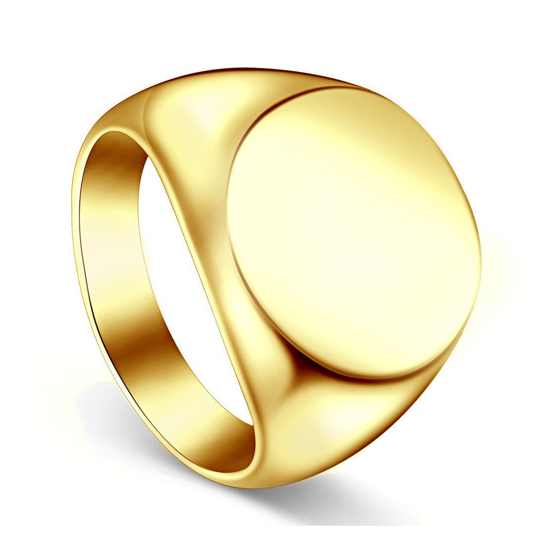 Fashion Simple Gold Dome High Polished Men's Stainless Steel Ring