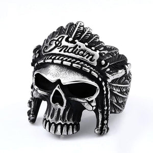 Men Personality Vintage Stainless Steel Ring Indian Skull Punk Ring Wholesale