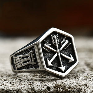 Men Stainless Steel Arrow Viking Ring High Polish Vintage Jewelry