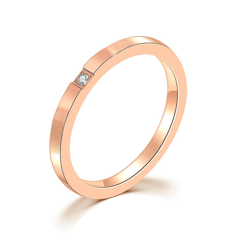 Stainless Steel Single Zircon Women Ring Wedding Bands Fashion Jewelry