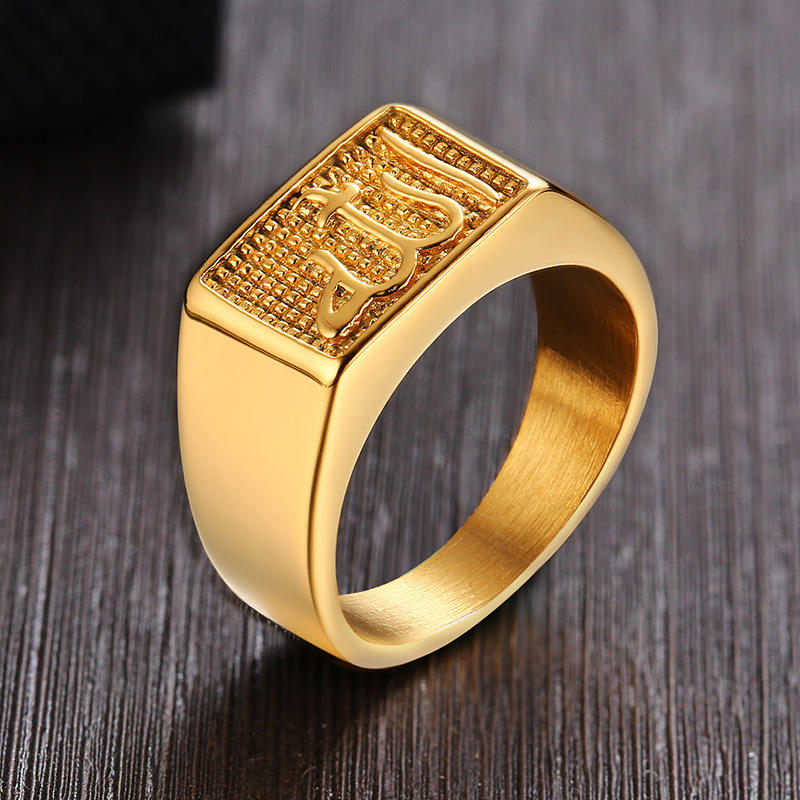 Men's Jewelry Ornament High Polished 24K Gold Plated Casting Stainless Steel Rings for Men