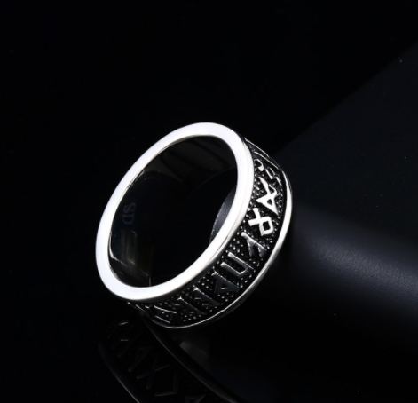 Fashion Jewelry Rings Vintage Stainless Steel Rings Viking Letter Rings Silver Color Band For Men Boy