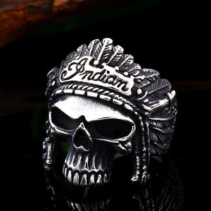 Men Personality Vintage Stainless Steel Ring Indian Skull Punk Ring Wholesale