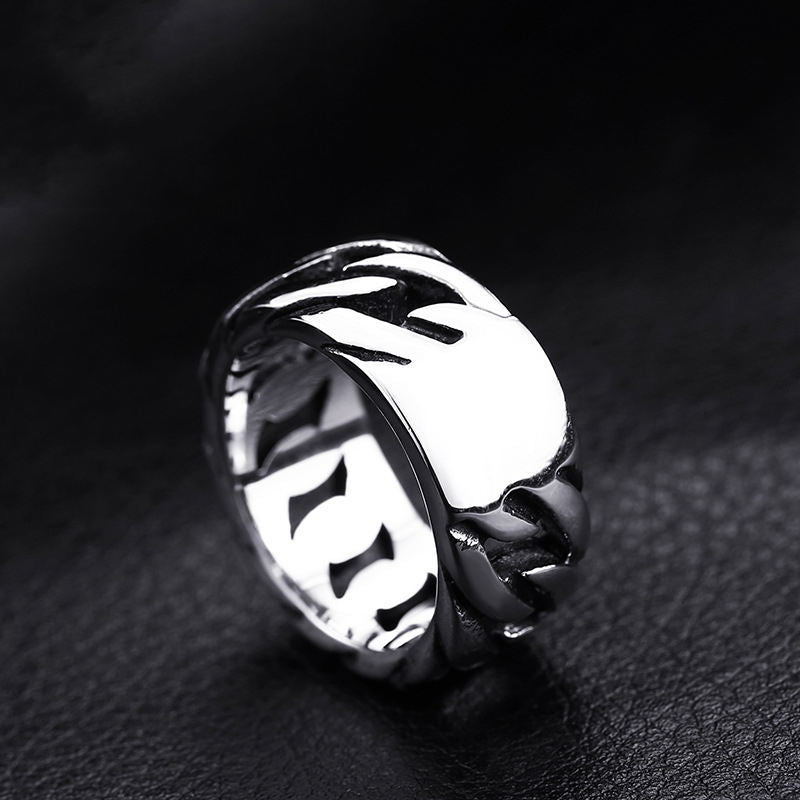 Men Vintage High Polished Stainless Steel Designer Ring