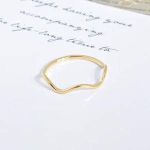 Stainless Steel Wave Pattern Ring Jewelry Plating 18K Gold Geometrically Irregular Abstract Shaped Women Rings