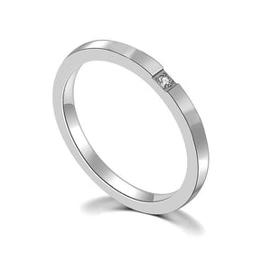 Stainless Steel Single Zircon Women Ring Wedding Bands Fashion Jewelry