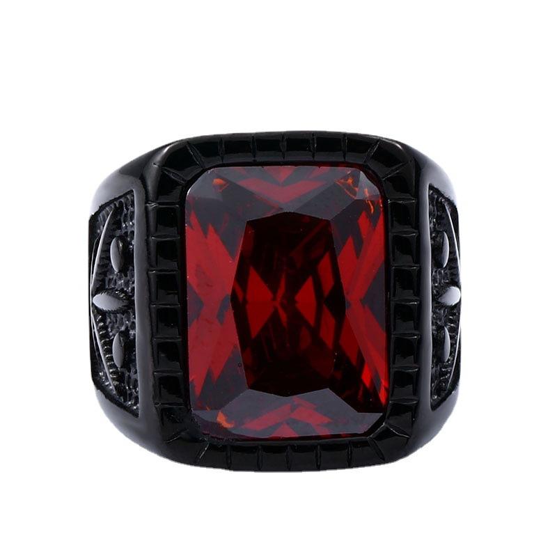 Factory Men's Viking Rings Inlay Black/Red Gemstone Vintage Jewelry Ring Fashion Stainless Steel Ring