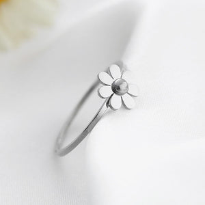 Simple Women Sunflower Petal Stainless Steel Ring Rose Gold Couple Jewelry