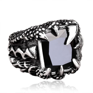 Trend Retro Stainless Steel Inlay Fashion Jewelry Rings Personality Rock Stainless Steel Zircon Viking Ring for Men