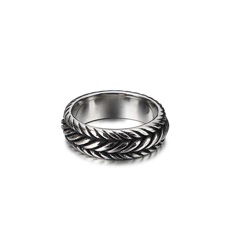 Men Stainless Steel Jewelry Punk Twist Chain Ring Wholesale