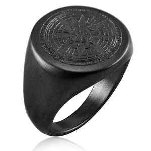 Men Gold Silver Black Stainless Steel Compass Viking Ring Wholesale
