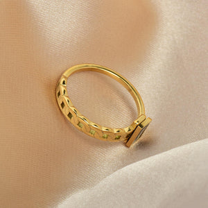 Women Personalized Black Small Square Asymmetric Chain Stainless Steel Ring