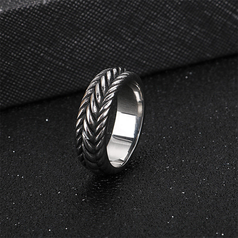Men Stainless Steel Jewelry Punk Twist Chain Ring Wholesale