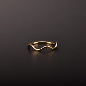 Stainless Steel Wave Pattern Ring Jewelry Plating 18K Gold Geometrically Irregular Abstract Shaped Women Rings
