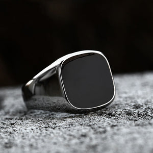 Stainless Steel Black Glue Drop Men Simple Ring Fashion Jewelry