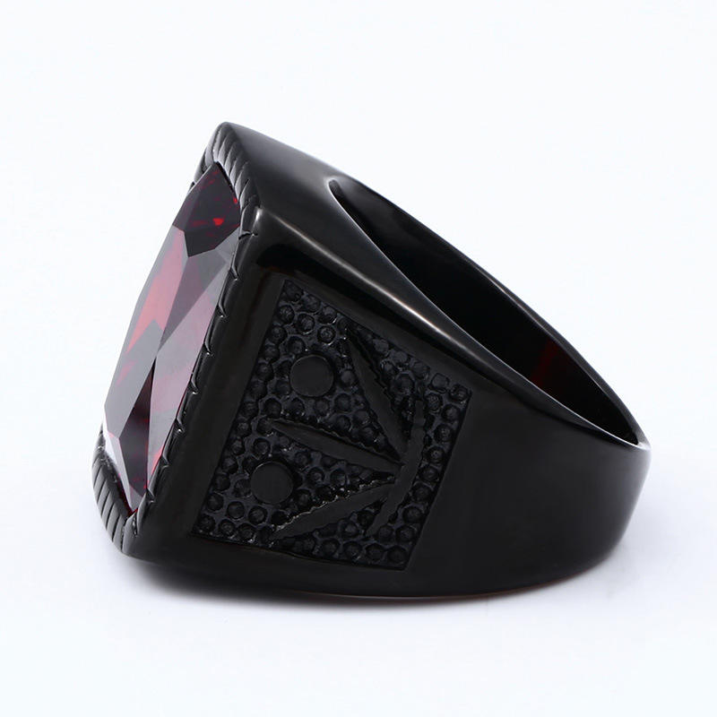 Factory Men's Viking Rings Inlay Black/Red Gemstone Vintage Jewelry Ring Fashion Stainless Steel Ring