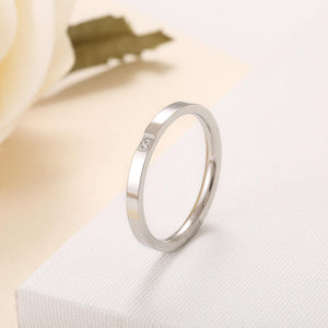 Stainless Steel Single Zircon Women Ring Wedding Bands Fashion Jewelry