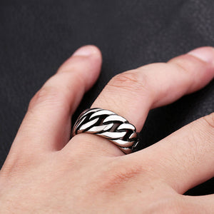 Men Vintage High Polished Stainless Steel Designer Ring