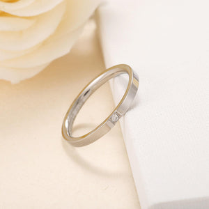 Stainless Steel Single Zircon Women Ring Wedding Bands Fashion Jewelry