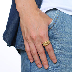 Men's Jewelry Ornament High Polished 24K Gold Plated Casting Stainless Steel Rings for Men