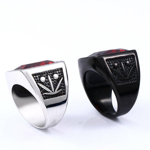 Factory Men's Viking Rings Inlay Black/Red Gemstone Vintage Jewelry Ring Fashion Stainless Steel Ring