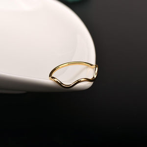 Stainless Steel Wave Pattern Ring Jewelry Plating 18K Gold Geometrically Irregular Abstract Shaped Women Rings