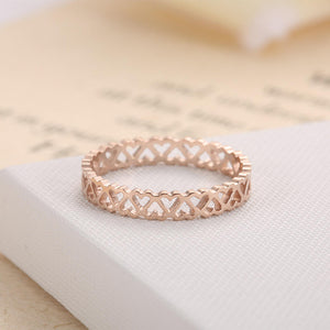 Hollow Out Little Heart 18k Rose Gold Stainless Steel Women's Ring Wholesale