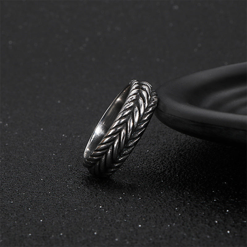 Men Stainless Steel Jewelry Punk Twist Chain Ring Wholesale