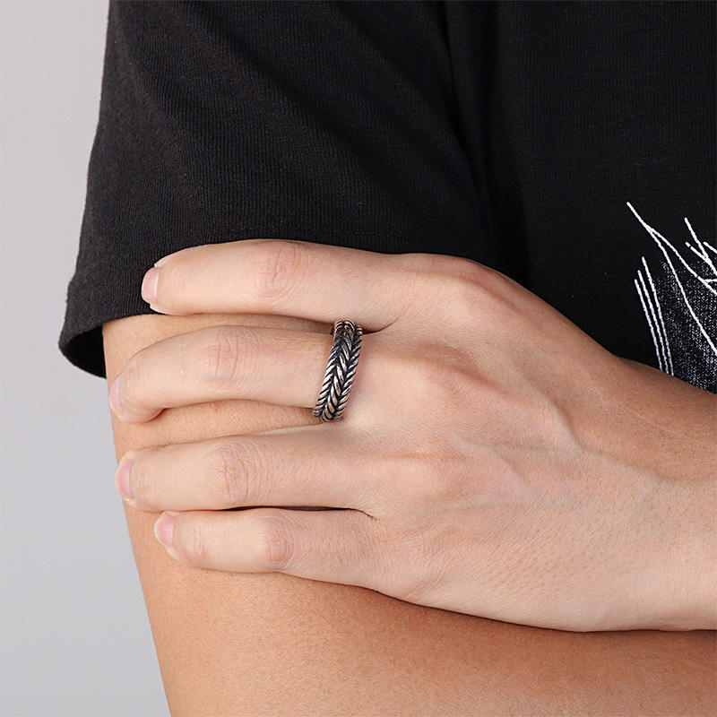 Men Stainless Steel Jewelry Punk Twist Chain Ring Wholesale