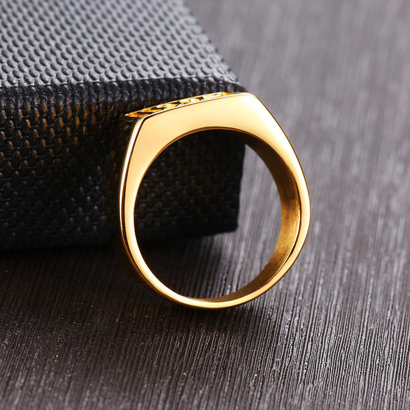 Men's Jewelry Ornament High Polished 24K Gold Plated Casting Stainless Steel Rings for Men