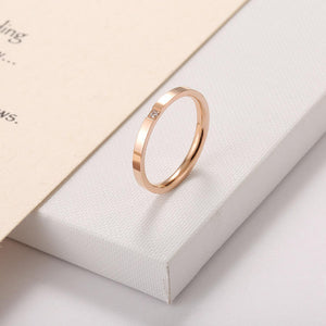 Stainless Steel Single Zircon Women Ring Wedding Bands Fashion Jewelry