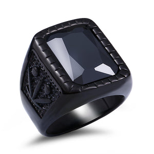 Factory Men's Viking Rings Inlay Black/Red Gemstone Vintage Jewelry Ring Fashion Stainless Steel Ring