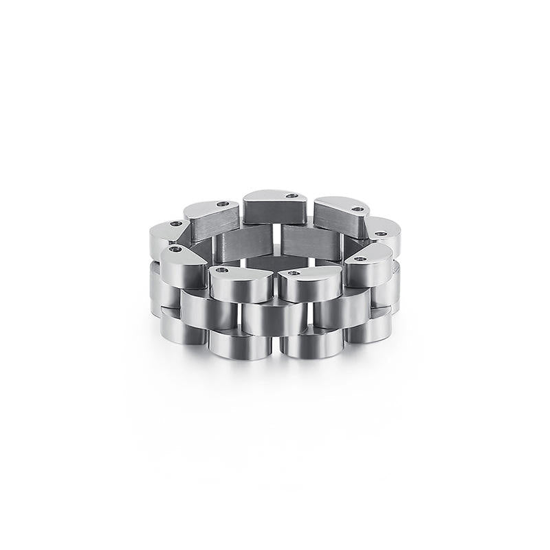 Stainless Steel Ring Watch Chain Design Hip Hop Jewelry Men Simple Ring Wholesale