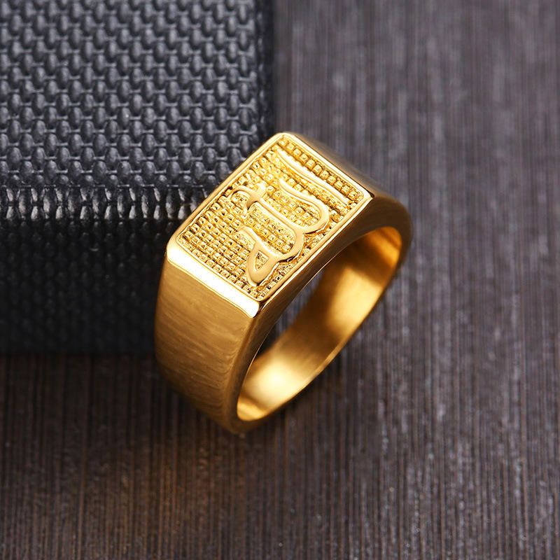 Men's Jewelry Ornament High Polished 24K Gold Plated Casting Stainless Steel Rings for Men