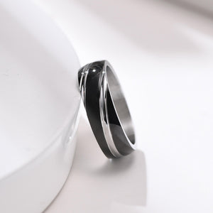 Men's Fashion Wedding Jewelry 6MM Width IP Black/Gold/Rose Gold Plated Oblique Lined Stainless Steel Ring for Male