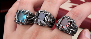 Trend Retro Stainless Steel Inlay Fashion Jewelry Rings Personality Rock Stainless Steel Zircon Viking Ring for Men