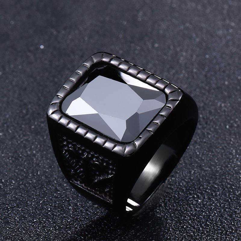 Factory Men's Viking Rings Inlay Black/Red Gemstone Vintage Jewelry Ring Fashion Stainless Steel Ring