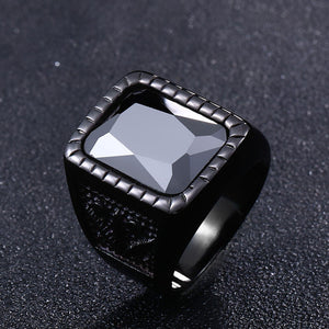 Factory Men's Viking Rings Inlay Black/Red Gemstone Vintage Jewelry Ring Fashion Stainless Steel Ring