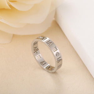 18K Rose Gold Plated Roman Digital Couple Ring Jewelry Stainless Steel Women Wedding Bands