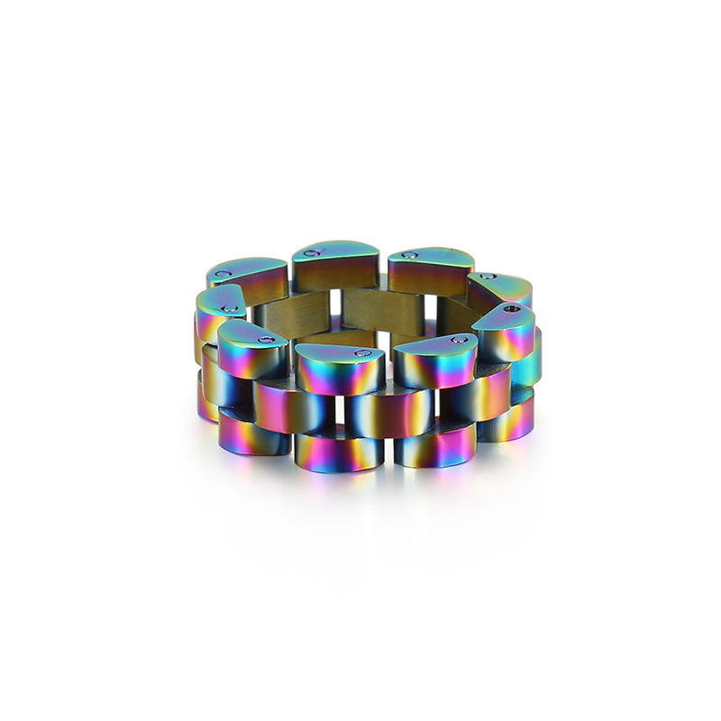 Stainless Steel Ring Watch Chain Design Hip Hop Jewelry Men Simple Ring Wholesale