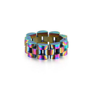 Stainless Steel Ring Watch Chain Design Hip Hop Jewelry Men Simple Ring Wholesale