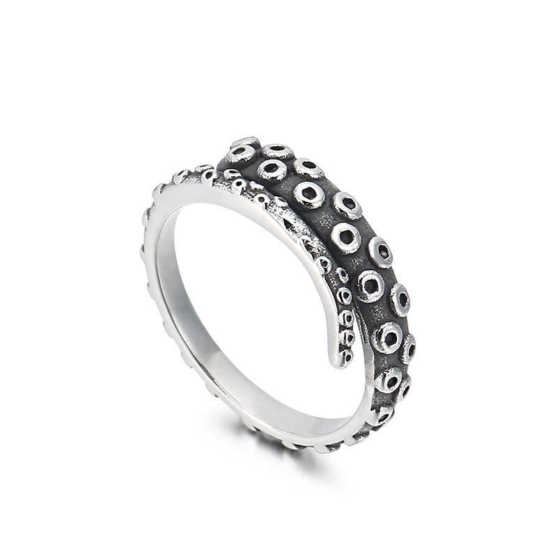 Punk Gothic Octopus Whiskers Men Stainless Steel Ring