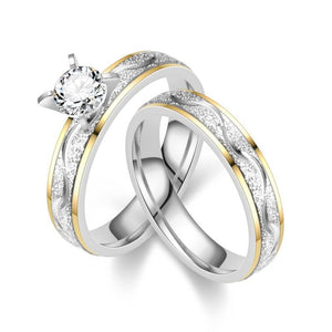 Fashion Stylish 4mm Width Band Polished Gold Plated Engraved Dual Color Stainless Steel Rings for Couples Lovers